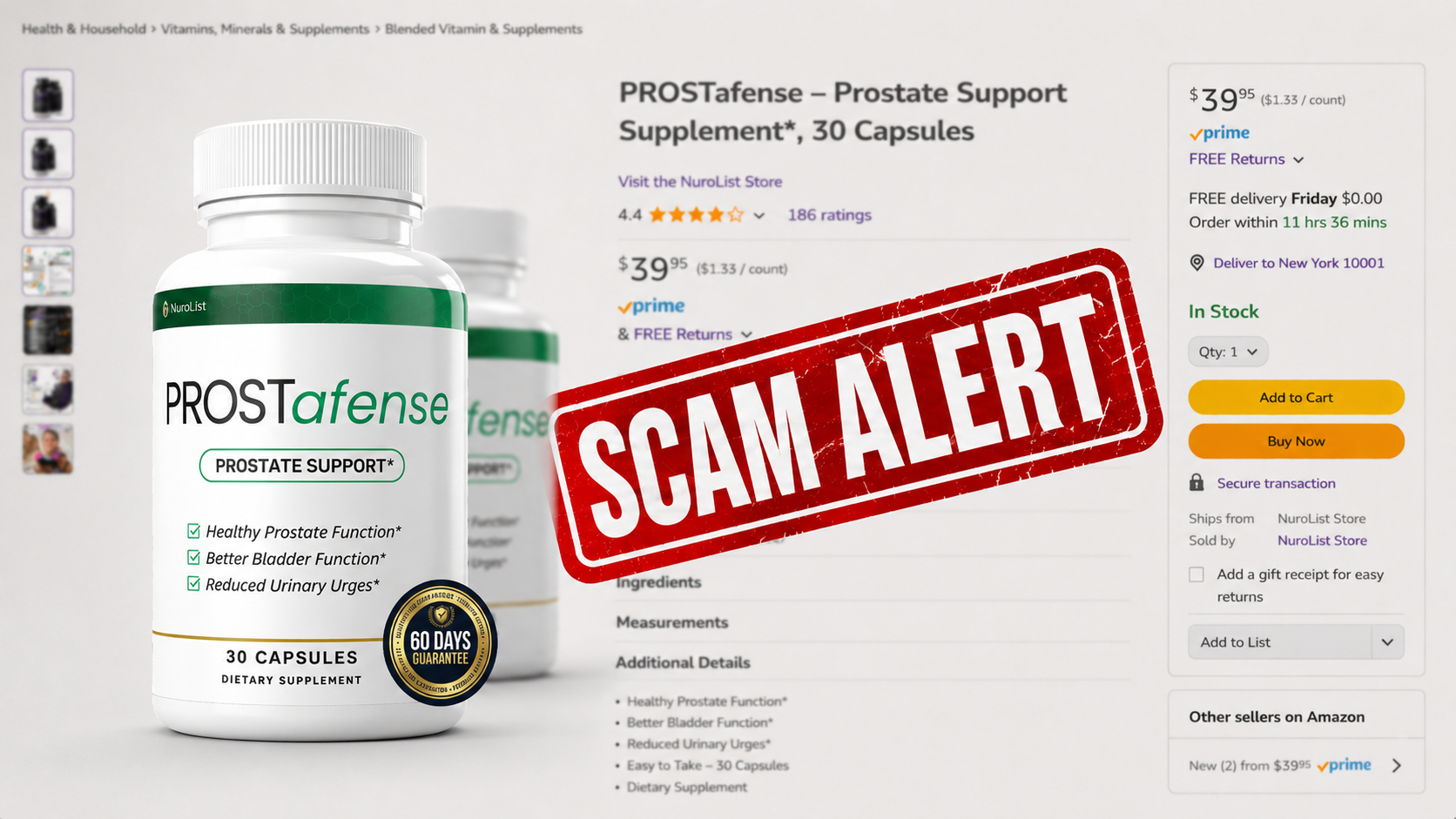 Fake ProstAfense scam alert